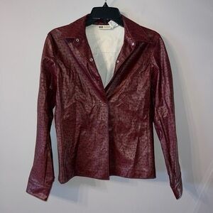 Y2K Vintage red faux leather jacket Faded Glory Missy small